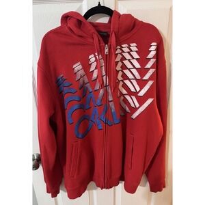 Oakley Y2K Red Zip Up Jacket Hoodie RARE 2000s Size XL Y2K Skate Grunge VTG